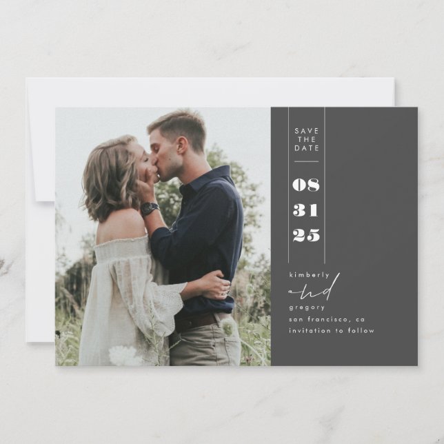Modern Minimalist Save the Date Vertical Photo (Front)