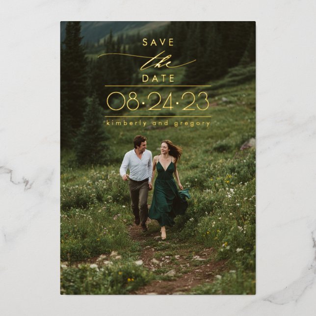 Modern Minimalist Save the Date Vertical Photo (Front)