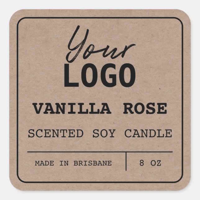 Modern Minimalist Scented Soy Candle Logo Labels (Front)