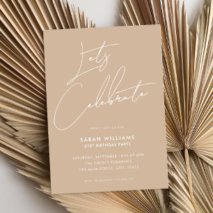 Modern Minimalist Script 21st Birthday Invitation