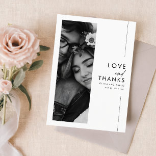 Modern Minimalist Script 3 Photo Wedding Thank You Card
