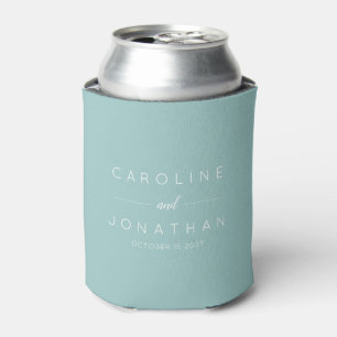 Modern Minimalist Script Aqua Custom Wedding  Can Cooler
