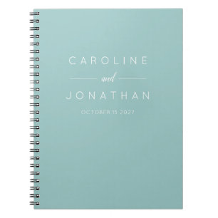 Modern Minimalist Script Aqua Custom Wedding  Notebook