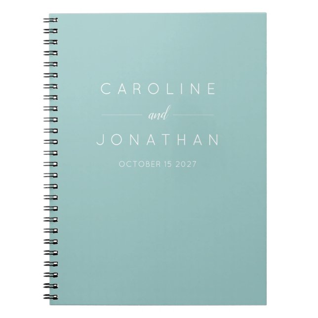 Modern Minimalist Script Aqua Custom Wedding  Notebook (Front)