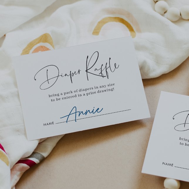 Modern Minimalist Script Baby Shower Diaper Raffle Enclosure Card (Creator Uploaded)