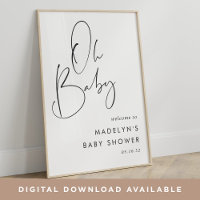 Modern Minimalist Script Baby Shower Welcome Sign