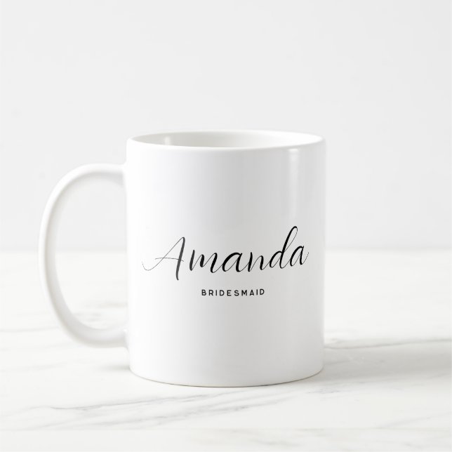 Modern Minimalist Script Bachelorette Bridesmaid Coffee Mug (Left)