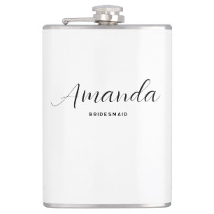Modern Minimalist Script Bachelorette Bridesmaid Hip Flask