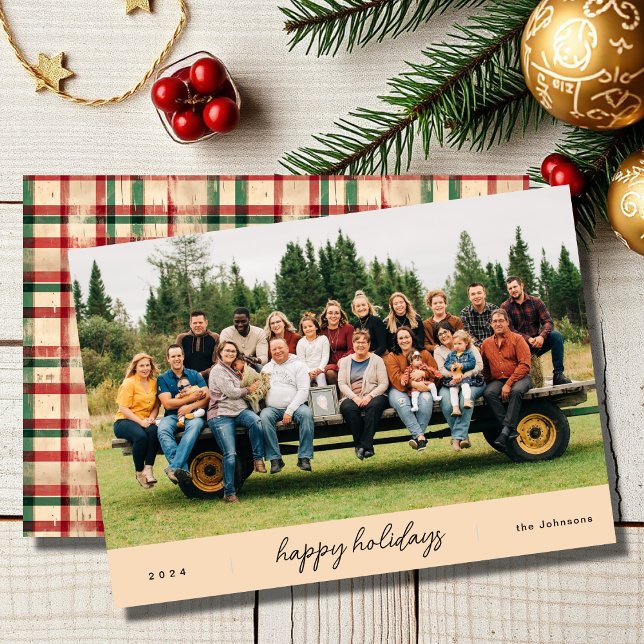 Modern Minimalist Script Beige Christmas Holiday Card (Creator Uploaded)