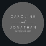 Modern Minimalist Script Black Custom Wedding Classic Round Sticker<br><div class="desc">Modern Minimalist Script Black and White Custom Wedding Classic Round Sticker</div>