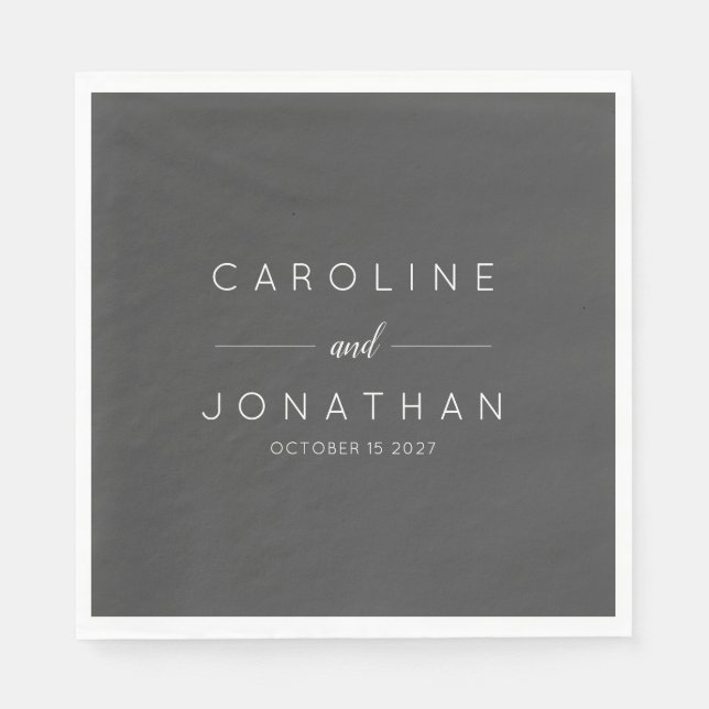Modern Minimalist Script Black Custom Wedding  Napkin (Front)