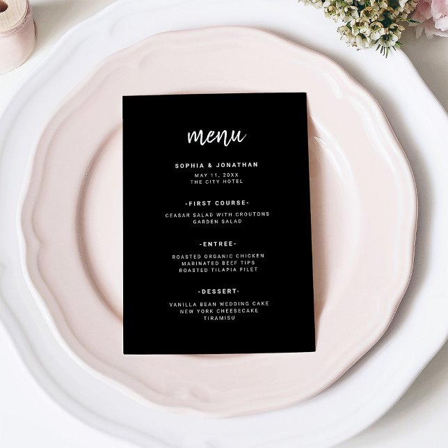 Modern Minimalist Script Black | Wedding Menu (Creator Uploaded)