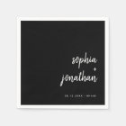 Modern Minimalist Script | Black Wedding Napkins