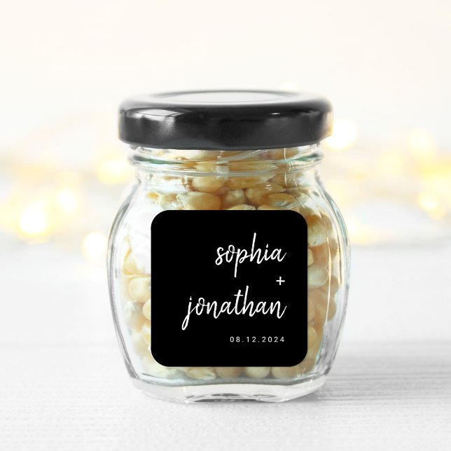 Modern Minimalist Script Black | Wedding Square Sticker (Creator Uploaded)