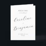 Modern Minimalist Script Black White Wedding Fold Program<br><div class="desc">Welcome guests to your wedding day with this beautifully designed folded program that combines simplicity and sophistication. The elegant cover features customisable names and event details in graceful typography, while the inside includes a preformatted template to outline your ceremony and wedding party details. The back is thoughtfully designed with a...</div>
