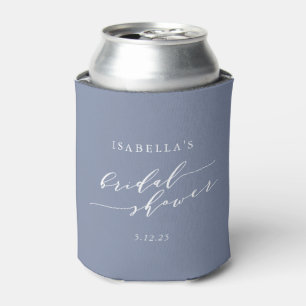Modern Minimalist Script Blue Bridal Shower Custom Can Cooler