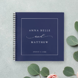 Modern Minimalist Script  Blue Wedding Guest Chic Notebook