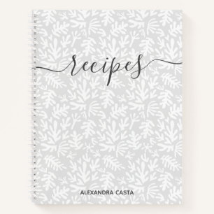 Modern Minimalist Script Botanical Custom Recipe Notebook