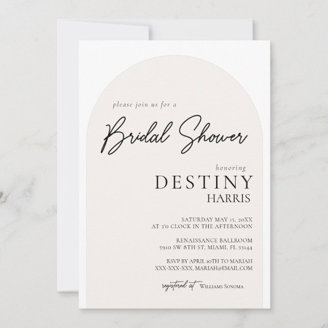 Modern Minimalist Script Bridal Shower Invitation (Front)