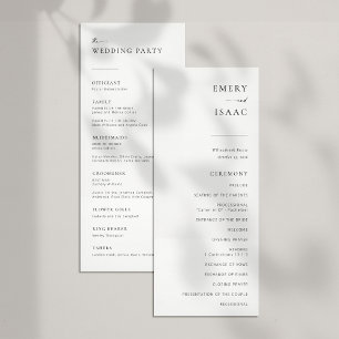 Modern Minimalist Script Chic Wedding Program