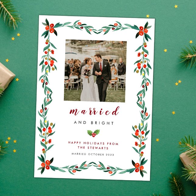 Modern Minimalist Script Christmas Married Photo Holiday Card (Creator Uploaded)