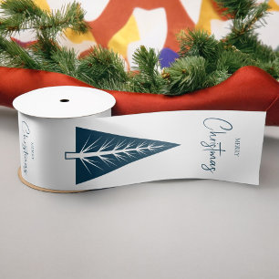modern minimalist  script christmas tree satin ribbon