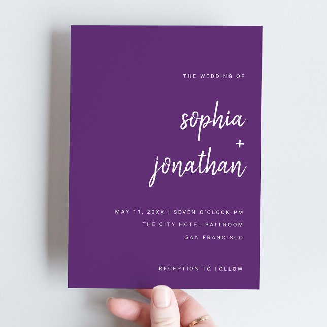 Modern Minimalist Script | Colorful Purple Wedding Invitation (Creator Uploaded)
