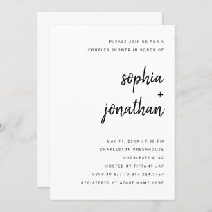 Modern Minimalist Script   Couples Shower Invitation