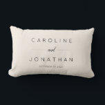 Modern Minimalist Script Cream Custom Wedding Lumbar Cushion<br><div class="desc">Modern Minimalist Script Purple Cream and Black Custom Wedding Lumbar Pillow</div>