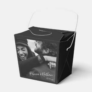 Modern Minimalist Script Custom Photo Wedding  Favour Box