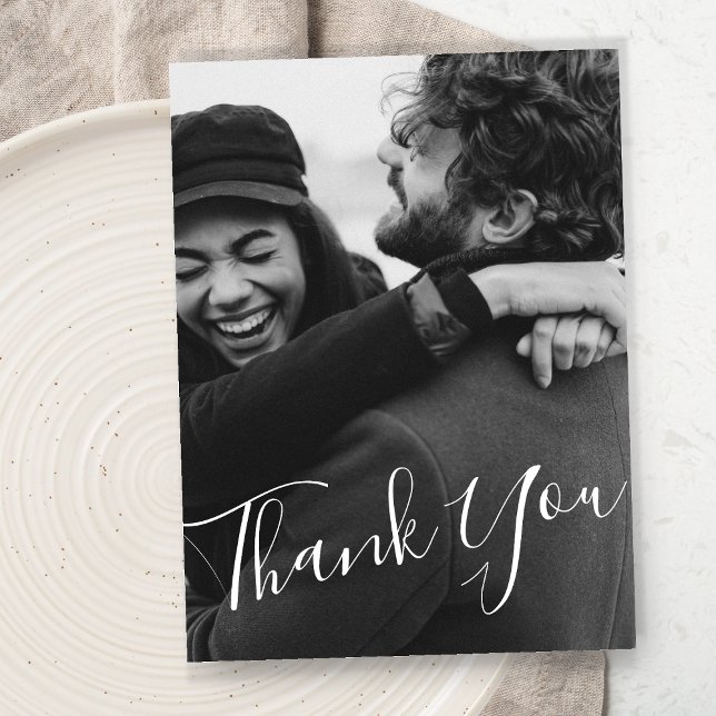 Modern Minimalist Script Custom Photo Wedding Postcard (Creator Uploaded)