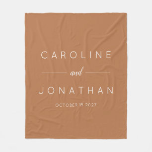 Modern Minimalist Script Custom Wedding Terracotta Fleece Blanket