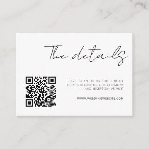 Modern Minimalist Script Details QR Code Enclosure Card