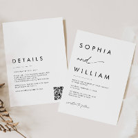 Modern Minimalist Script Details QR Code Wedding