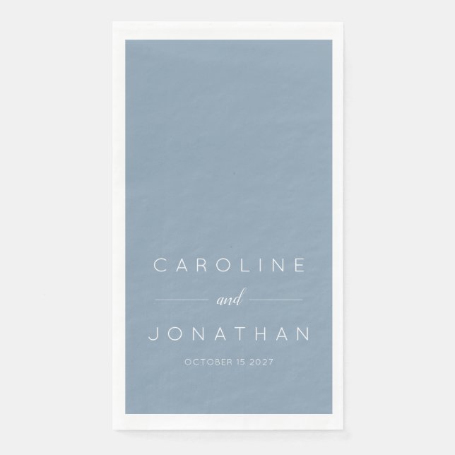 Modern Minimalist Script Dusty Blue Custom Wedding Napkin (Front)