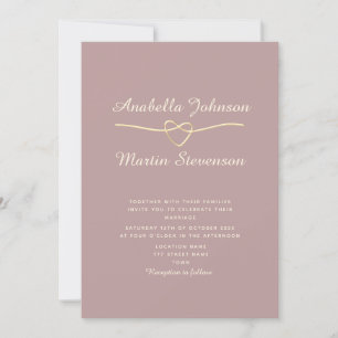 Modern Minimalist Script Dusty Rose Wedding Invitation