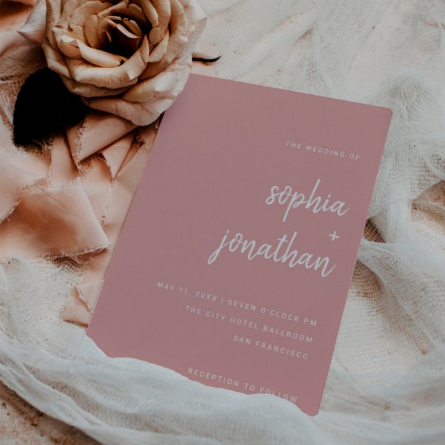 Modern Minimalist Script Dusty Rose | Wedding Invitation (Creator Uploaded)