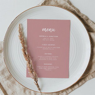Modern Minimalist Script Dusty Rose   Wedding Menu