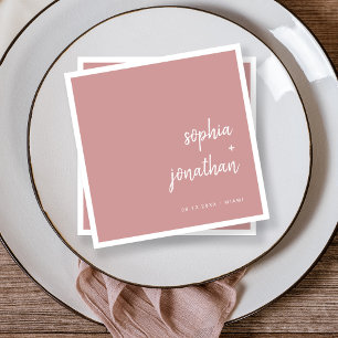 Modern Minimalist Script   Dusty Rose Wedding Napkin