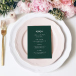 Modern Minimalist Script Emerald Green | Wedding Menu<br><div class="desc">This elegant,  minimalist wedding menu card features modern script typography and clean,  sans serif text for a simple and stylish emerald green and white design you will love.</div>