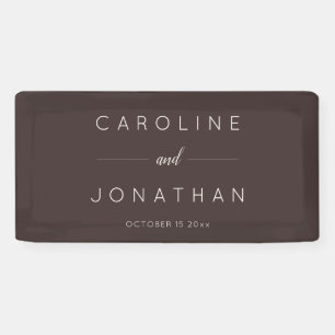 Modern Minimalist Script Fall Brown Custom Wedding Banner