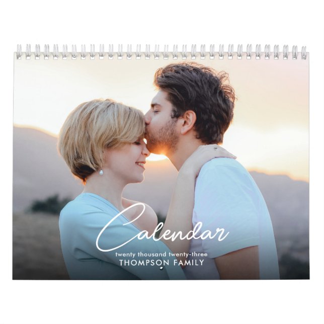 Modern Minimalist Script Family Photo Calendar (Cover)