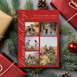 Modern Minimalist Script Family Photo Collage Holiday Card<br><div class="desc">Create your own family photo collage holiday card. Celebrate the holiday season with personalised Christmas cards featuring your favourite family photos.</div>