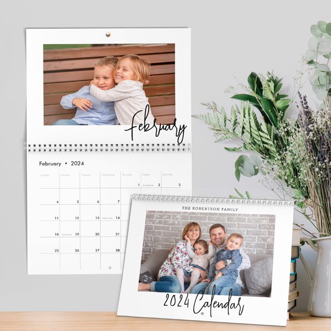 Modern Minimalist Script Family Photos 2024 Calendar (Creator Uploaded)