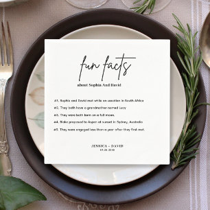 Modern Minimalist Script Fun Facts Wedding  Napkin
