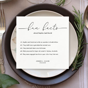 Modern Minimalist Script Fun Facts Wedding  Napkin