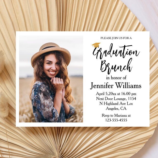 modern minimalist script graduation brunch photo invitation (Creator Uploaded)
