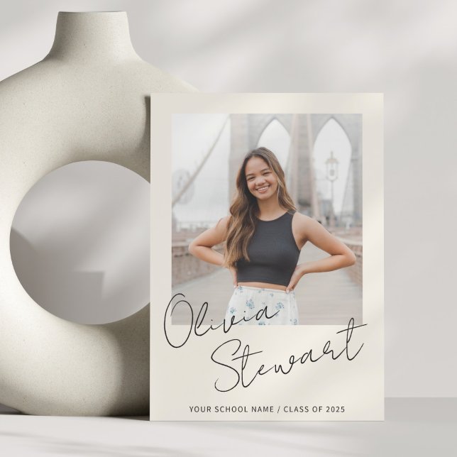 Modern Minimalist Script Graduation Photo Announcement (Creator Uploaded)