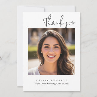 Modern Minimalist Script Graduation Thank You Card