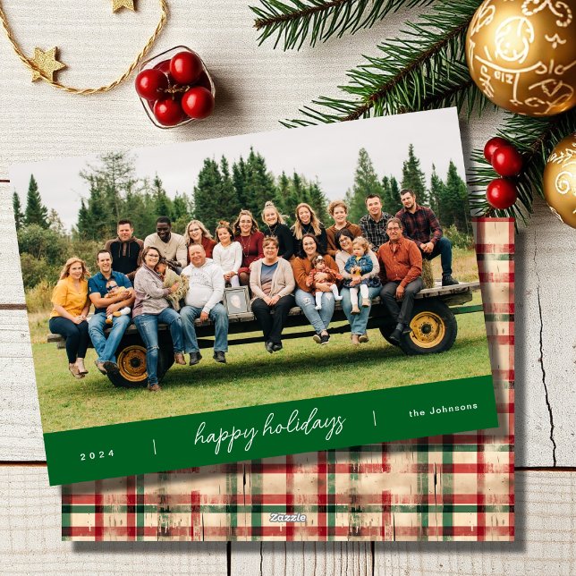 Modern Minimalist Script Green Christmas Holiday Card (Creator Uploaded)